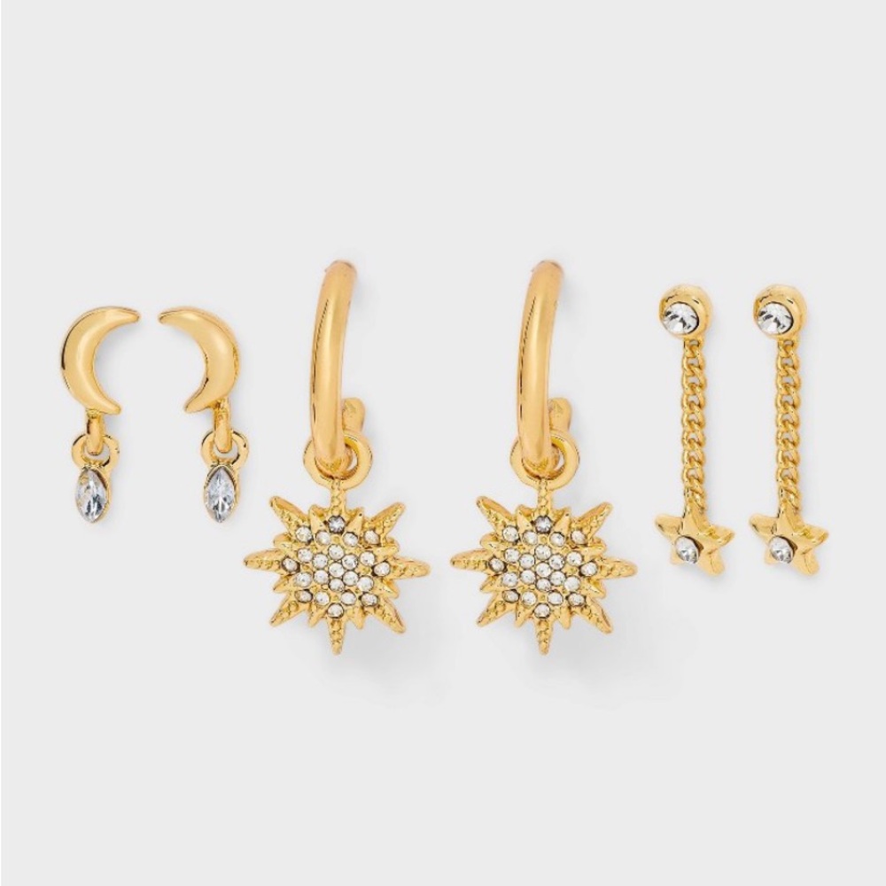 SUGARFIX by BaubleBar Starry Eyed Stud
Earring Set 3pc - Gold NWT - Picture 1 of 6